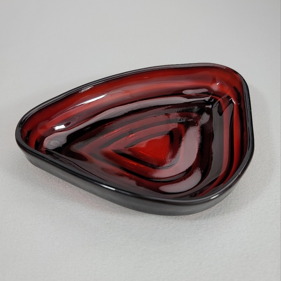 Vtg Royal Ruby Triangular Relish Insert Glass Dish - Picture 12 of 12